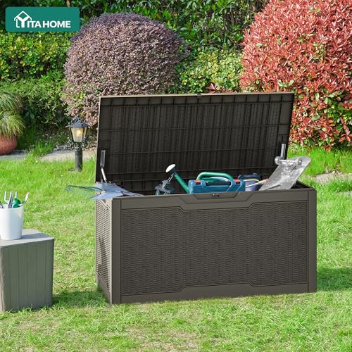 100 Gallon Large Resin Deck Box Outdoor Storage Boxes for Patio