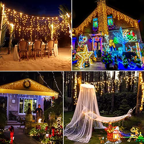 33ft 400 LED Icicle Lights for Outside Warm White Christmas Lights Outdoor