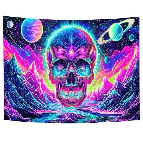 Blacklight Skull Tapestry