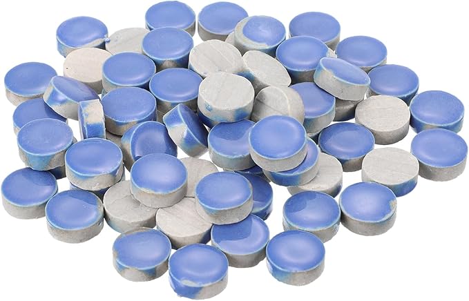 MECCANIXITY 200g Ceramic Mosaic Tiles for Crafts Bulk, Round Blue Ceramic Tiles for Mosaic Kits Garden Stepping Stone Cup Mat