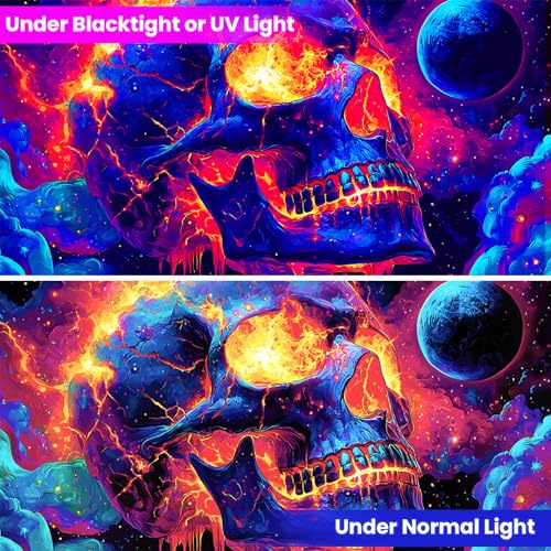 Blacklight Halloween Tapestry Horror Moon Night Scary Cemetery Pumpkin Lantern Halloween Tapestry Wall Hanging Skull Horror Poster Banners for Bedroom Livingroom