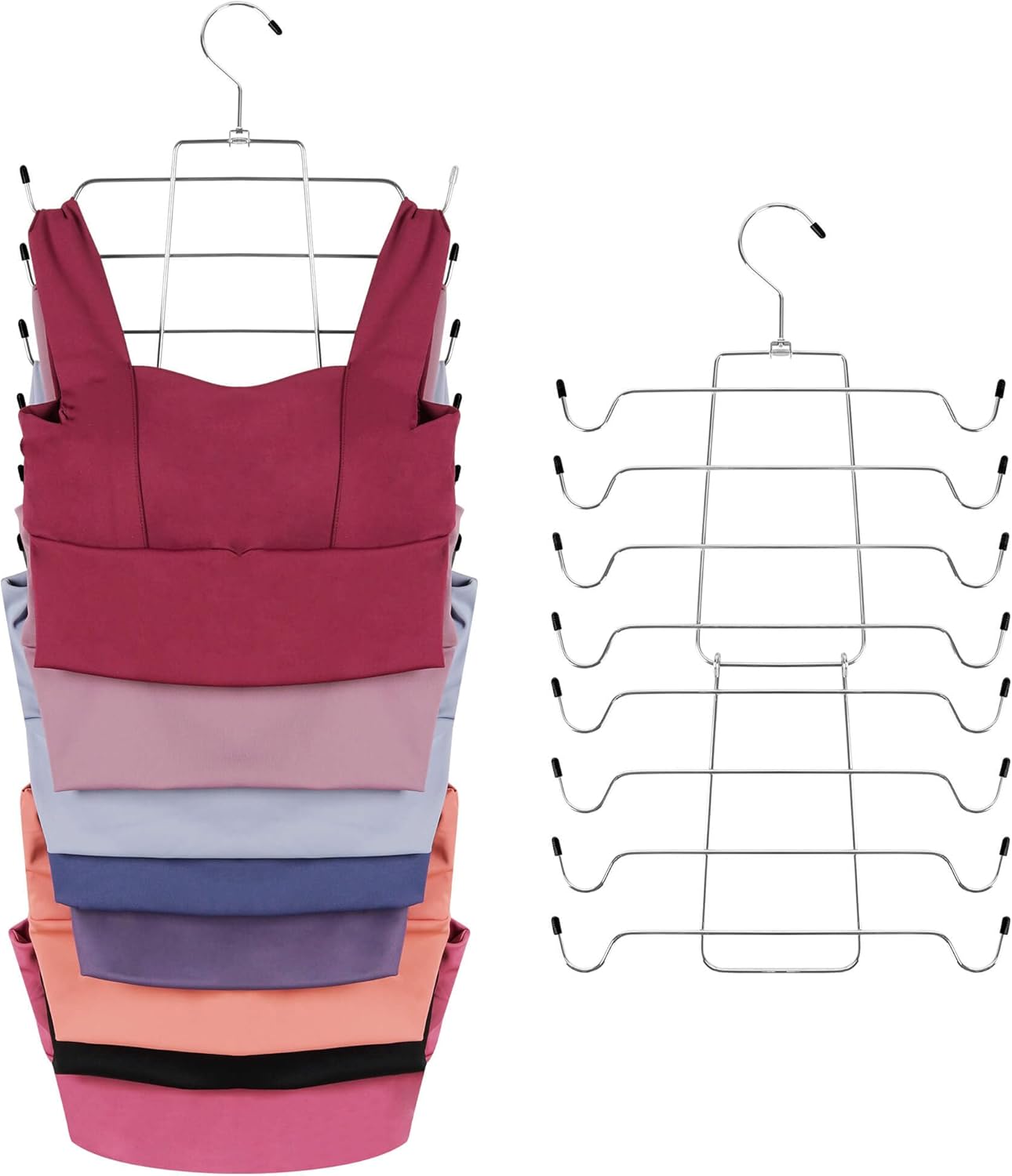 ZEDODIER Tank Top Hanger, Space Saving Bra Hamgers, Non-Slip Hanging Sport Bras Holder, Closet Organizers and Storage for Camisoles Tank Tops Bras Ties Swimsuits Strappy Dress, Silver - NestledHome