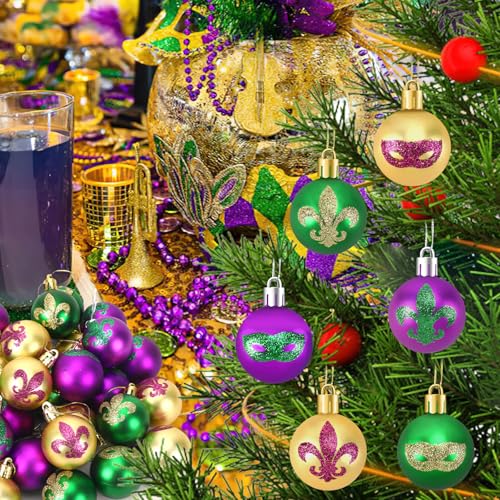24 PCS Mardi Gras Tree Ornaments (24 Count)
