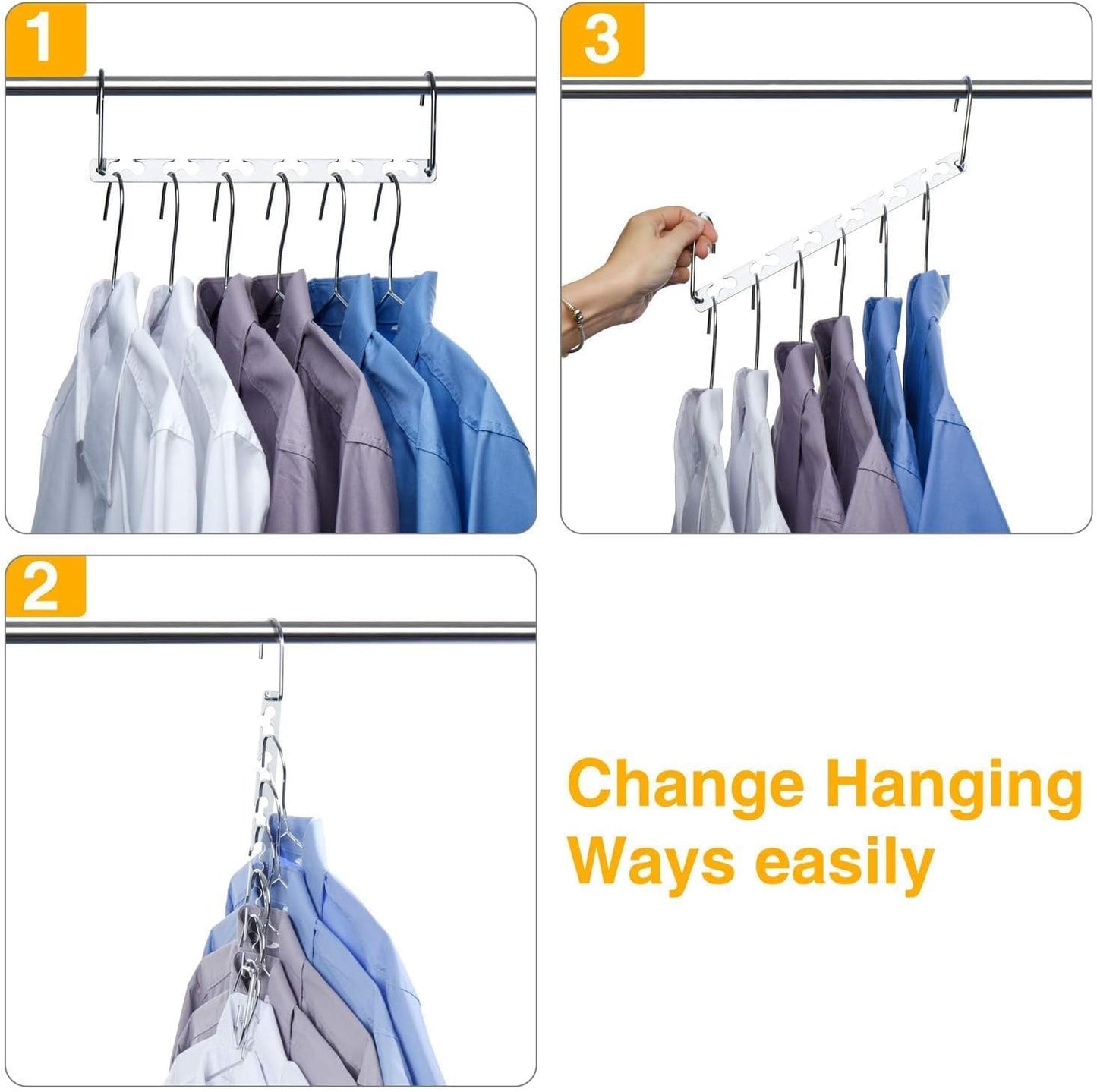 HOUSE DAY Space Saving Hangers for Clothes 4 Pack, Heavy Duty Hanger Organizer | 30 Lbs Capacity |, Metal Magic Hanger, Sturdy Multi Hangers, Closet Space Saver Closet Organizers and Storage - NestledHome
