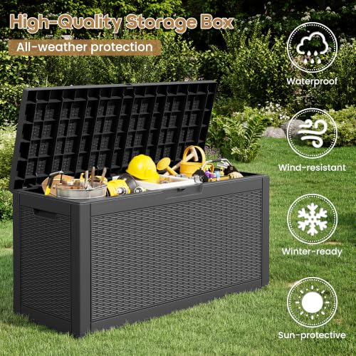 75 Gallon Outdoor Storage Box Waterproof Deck Box for Patio