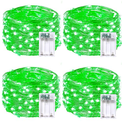 4 Pack Fairy Lights Battery Operated Halloween String Lights Timer Green (4 Count)