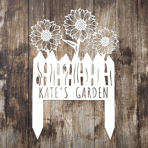 Custom Sunflower Metal Garden Sign with Stakes