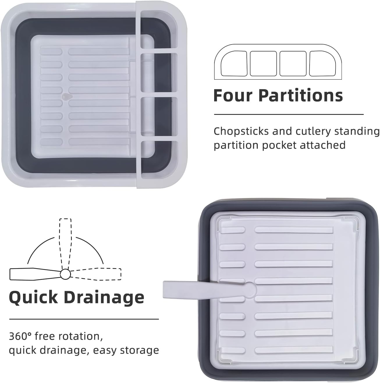 THANSTAR Collapsible Dish Drying Rack for RV Campers Portable Dinnerware Drainer Organizer for Kitchen Travel Trailer - NestledHome