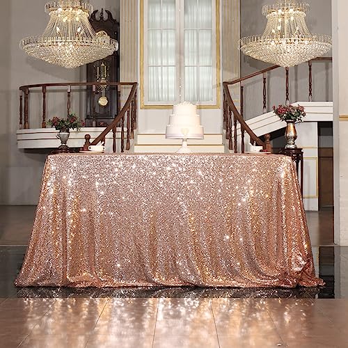 Sequin Tablecloth 50x72 Inch Rose Gold for Wedding Party