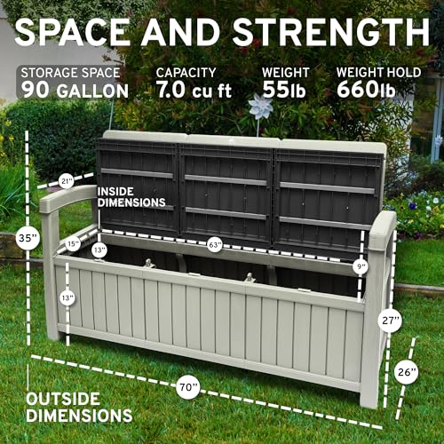 3 Seat Outdoor Storage Bench with Rain Cover