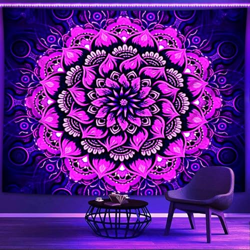 Blacklight Mandala Tapestry Wall Hanging