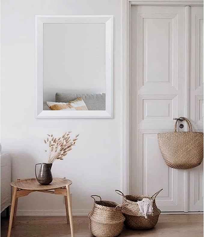 AAZZKANG Rectangular Wall Mirror Decorative Wood Framed Mirrors Large 26"x18" for Farmhouse Bedroom Bathroom Living Room Entryway Hanging Home Decor