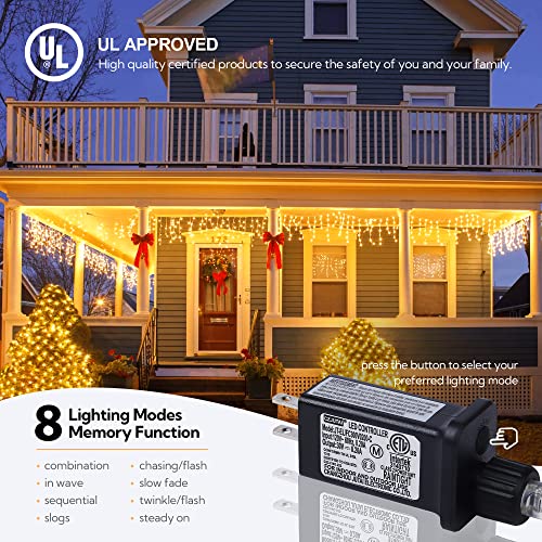 33FT 360 LED Warm White Christmas Icicle Lights