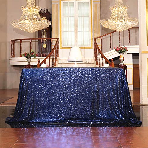 Sequin Tablecloth 50x72 Inch Navy Blue for Wedding Party