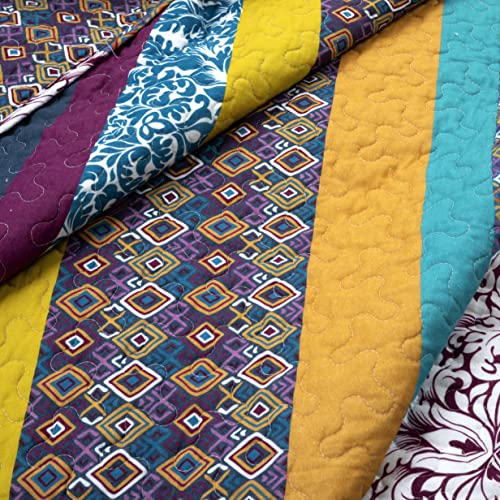 Boho Stripe Reversible Cotton Quilt 3 (3 Count)