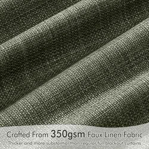 100% Blackout Back Tab Pleat Linen Curtains 50" Wx120 L (2 Count)