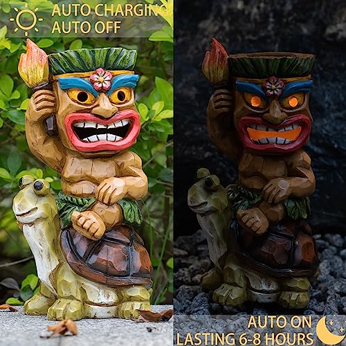 Tiki Outdoor Statue with Turtle Decor