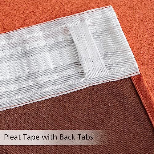 Fall Burnt Orange Velvet Blackout Curtains Pinch Pleat 52" Wx90 L (2 Count)