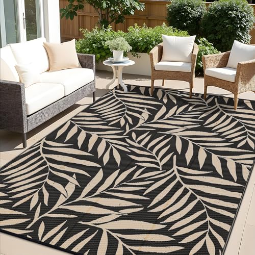 Outdoor Rug 9x12 ft Waterproof Reversible Leaf Mat