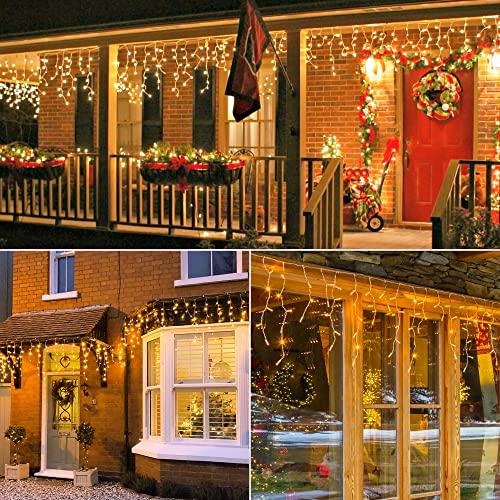 33FT 360 LED Warm White Christmas Icicle Lights