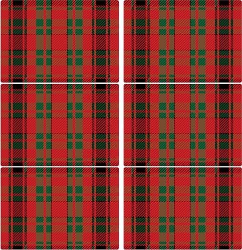 Christmas Plastic Placemats Set of 6 Red and Green Table mats 17×13×0.04in (6 Count)