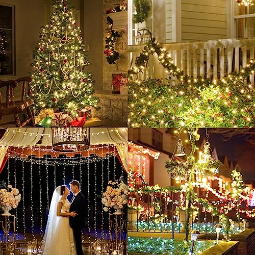 Clear Christmas Lights 50FT 200 Incandescent Bulbs Warm White Mini Lights with Green Wire for Christmas Tree