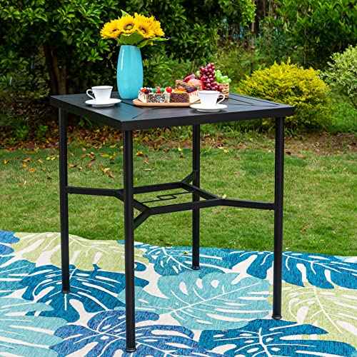 32" x 32" x 38" Bar Height Outdoor Table Square for 4 Metal Black