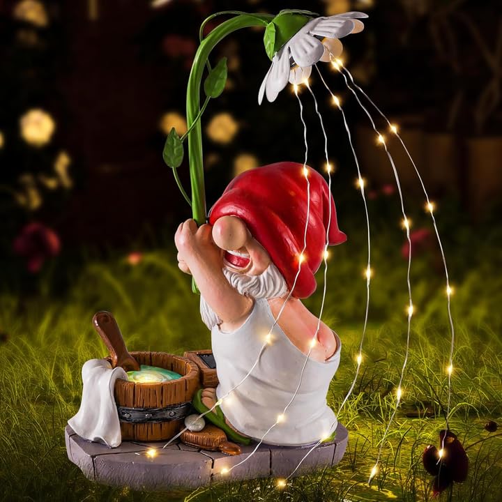 Garden Gnomes Outdoor Statue with Solar Lights
