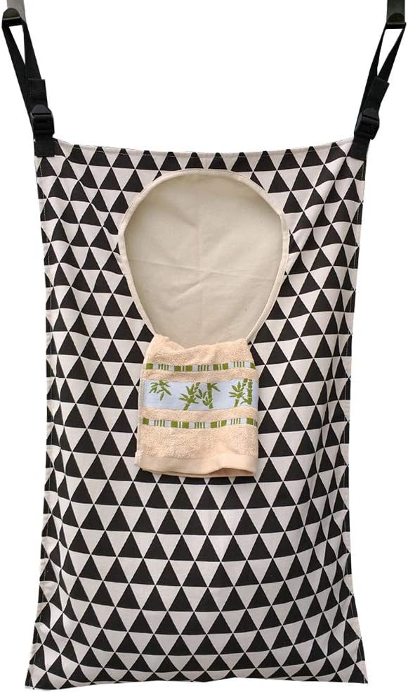 Adjustable Space Saving Door Hanging Laundry Hamper Bag with Stainless Steel Hooks - NestledHome