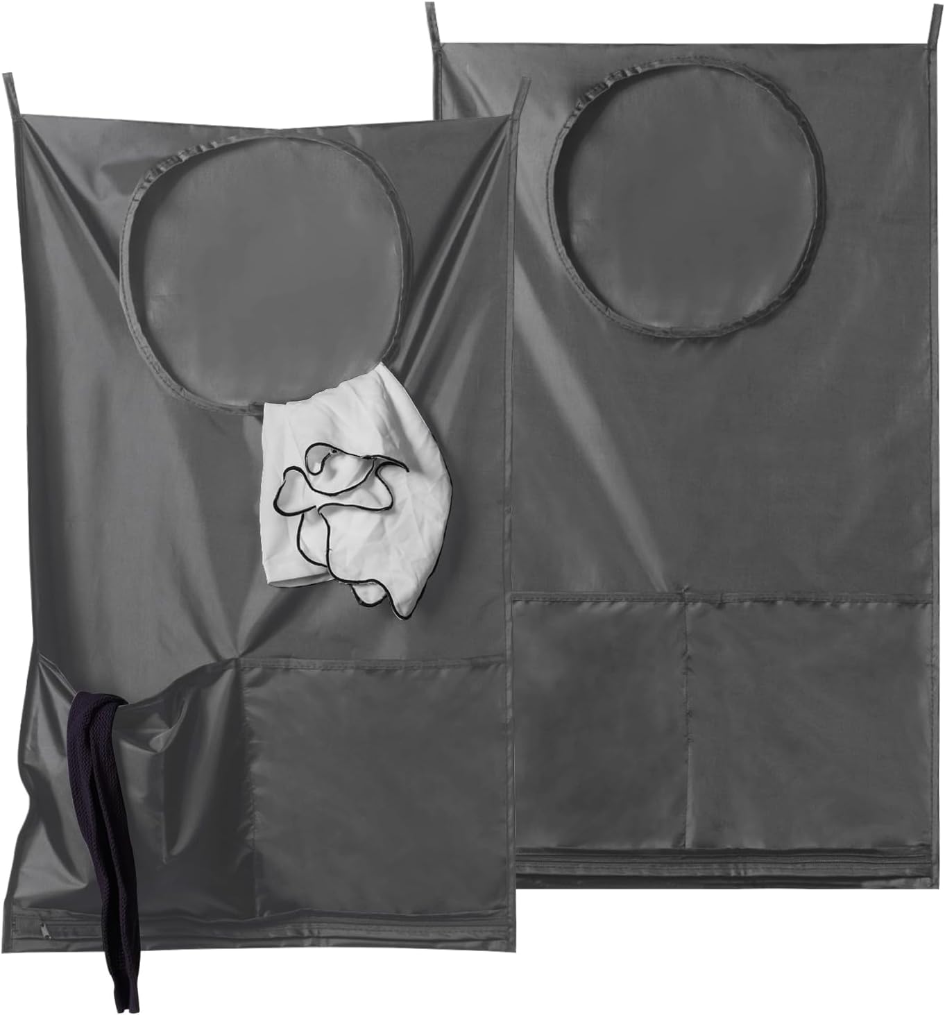 Saves Space Door-Hanging Laundry Bag,Door Hanging Laundry Hamper with 2 Different Types of Hooks, Polyester Fabric Hanging Laundry Basket for Clothes Size 22"X37" -2 Pack Gray - NestledHome