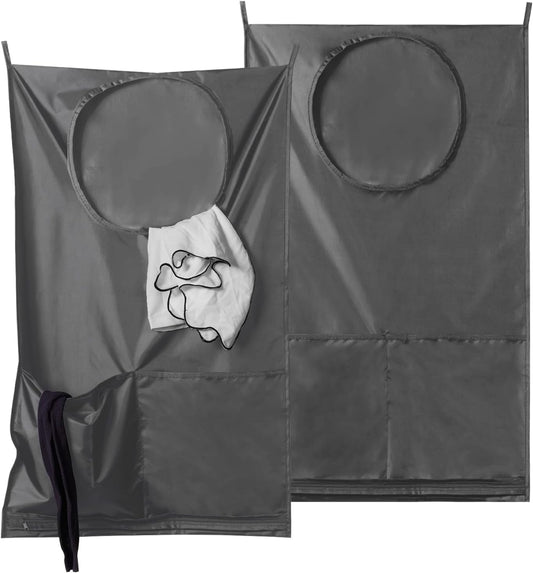 Saves Space Door-Hanging Laundry Bag,Door Hanging Laundry Hamper with 2 Different Types of Hooks, Polyester Fabric Hanging Laundry Basket for Clothes Size 22"X37" -2 Pack Gray - NestledHome