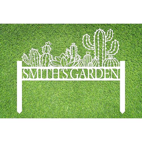 Personalized Cactus Metal Garden Sign