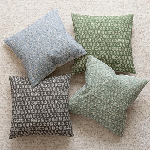 Decorative Floral Print Throw Pillow Covers 20×20 Forest Green (2 Count)