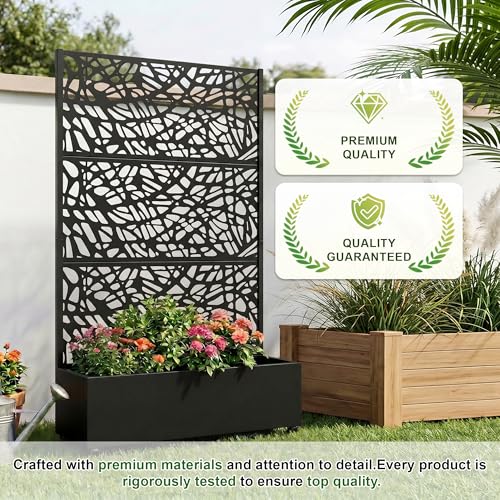 Metal Raised Garden Bed with Trellis and Wheels