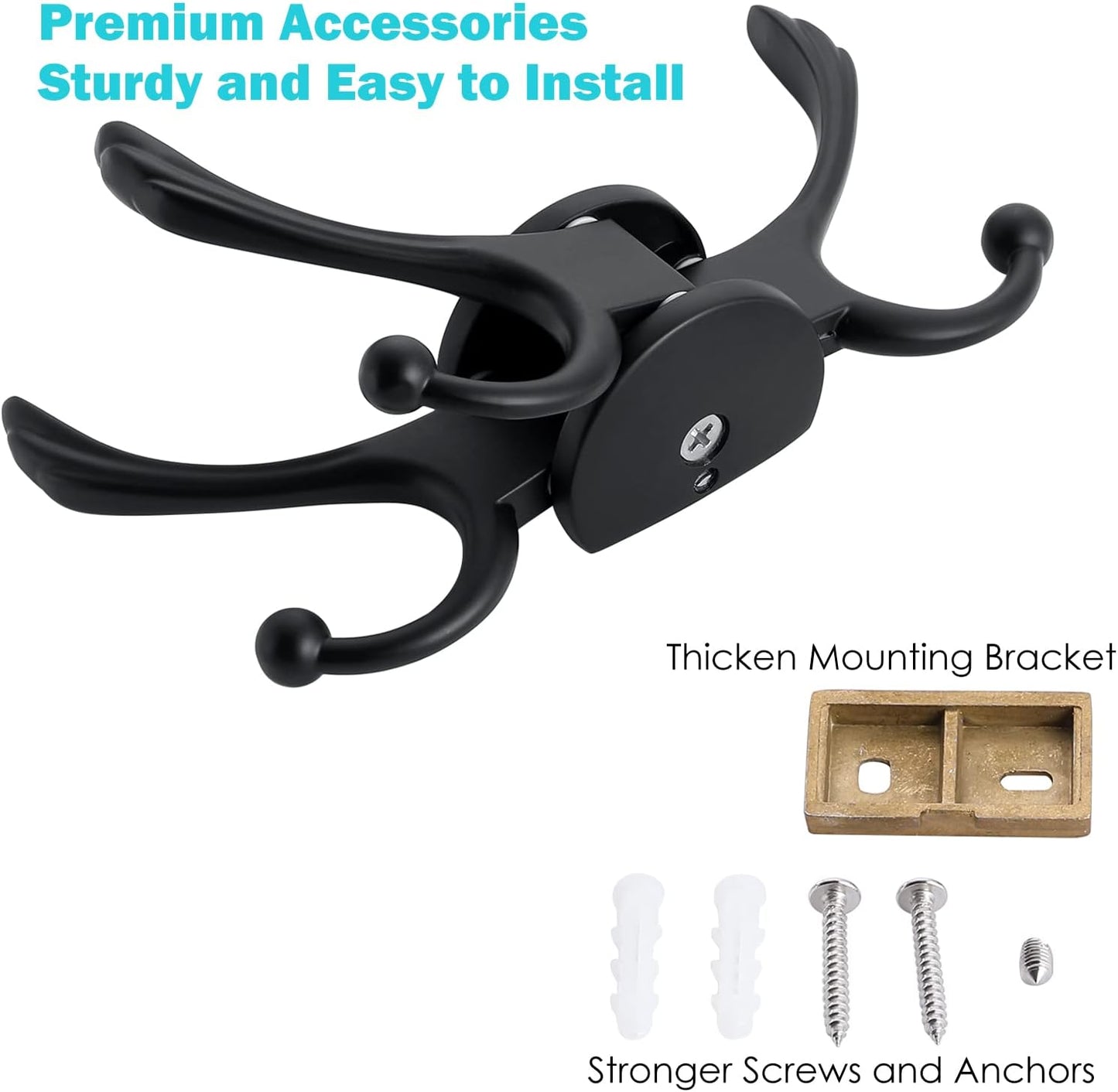 Heavy Duty Swivel Coat Hook Space Saving Towel Rope Hook Wall Mount Triple Swing Arms for RV Bathroom Kitchen Garage,Matt Black - NestledHome