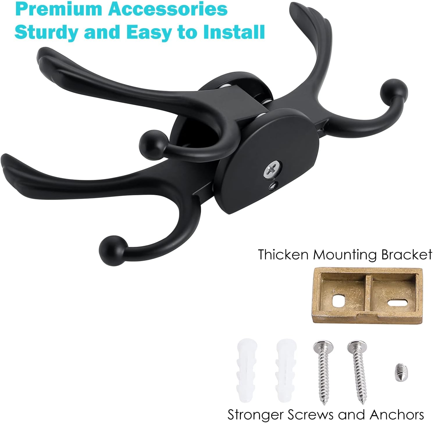 Heavy Duty Swivel Coat Hook Space Saving Towel Rope Hook Wall Mount Triple Swing Arms for RV Bathroom Kitchen Garage,Matt Black - NestledHome