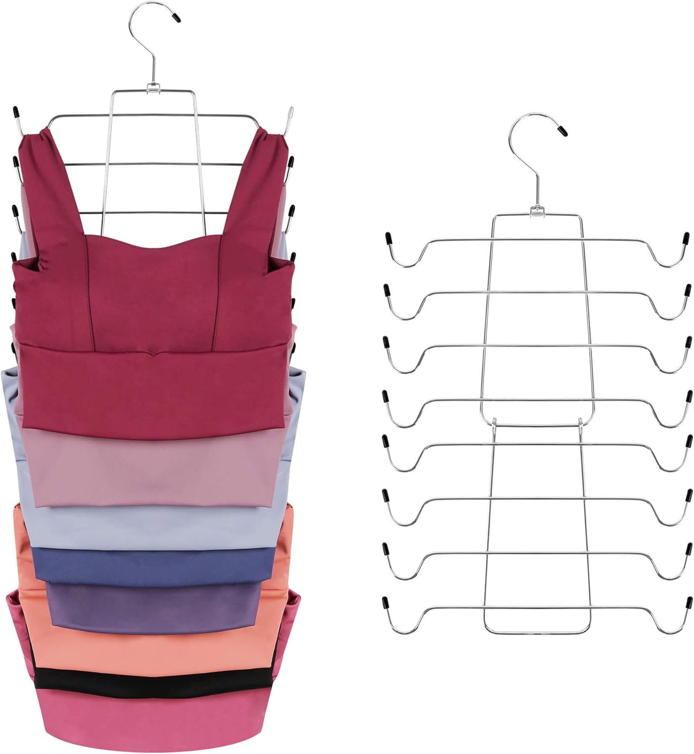 ZEDODIER 3 Pack Tank Top Hanger, Space Saving Bra Hangers, Non-Slip Hanging Sport Bras Holder, Closet Organizers and Storage for Camisoles Tank Tops Bras Ties Swimsuits Strappy Dress, Silver - NestledHome