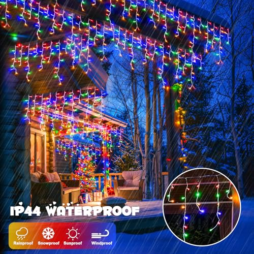 800 LED Christmas Icicle Lights Outdoor Plug in