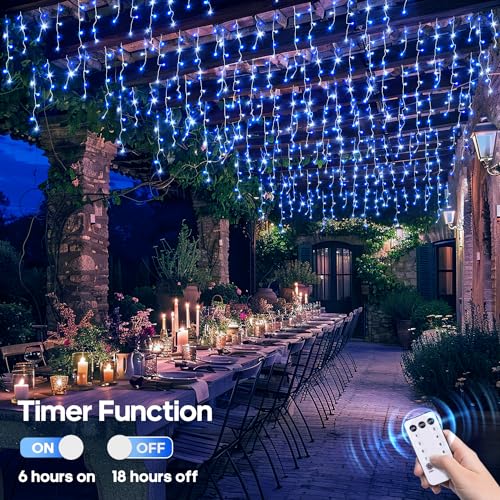 400 LED 38.8 Ft Blue & White Icicle Christmas Lights for Outside (38.8 Foot)
