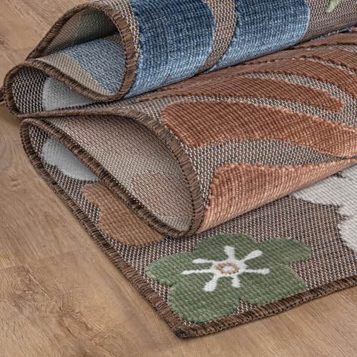 Outdoor Rug 5x7 Modern Floral Tropical Area Rugs for Outdoor and Indoor Patio Easy to Clean Non Shedding Living Room Porch Garden Washable Outside Carpet (35 Sq Ft)