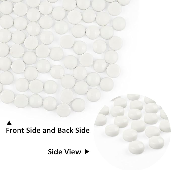 Artspac Glass Mosaic Tiles for Crafts Bulk,150g Round Mosaic Glass Pieces,White Mosaic Tiles for DIY Garden Crafts Supplies, Crafts Ornaments