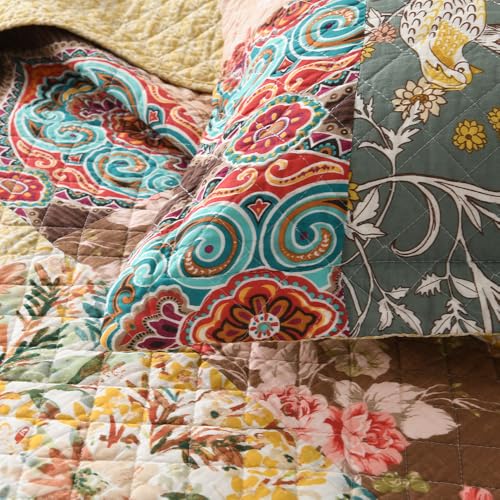 Cotton Bedspread Luxury Vintage Paisley Floral Patchwork Quilt Yellow Bedding Sets