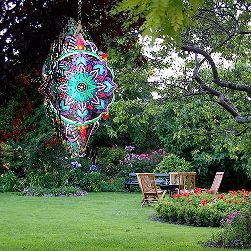 Hanging Wind Spinners for Yard and Garden Mandala Purple Star