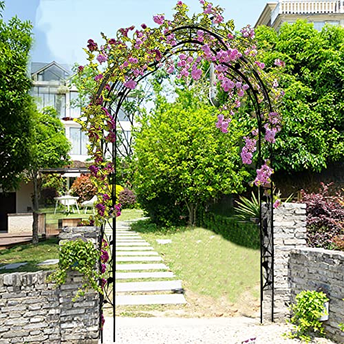 Metal Garden Arch 98.4" H Garden Arbor Trellis for Outdoor Climbing Plants Support Rose Lawn Tall Large Scale Event Arch