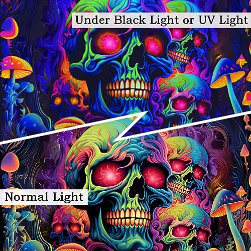 Skull Blacklight UV Reactive Skeleton Wall Tapestry for Bedroom