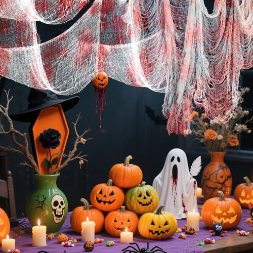 5 Pack 30'' x 72'' Stretchy Blood Red Creepy Cloth Halloween Decor (5 Count)