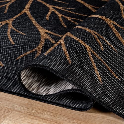 Washable Indoor Outdoor Rug 6x9 Modern Area Rugs Branch Pattern Non Shedding Waterproof Easy Clean Patio Deck Porch Living Room Bedroom Garden RV (54 Sq Ft)