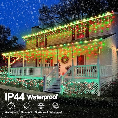 Red and Green Christmas Lights Outdoor Icicle Lights for Outside 66ft 640L