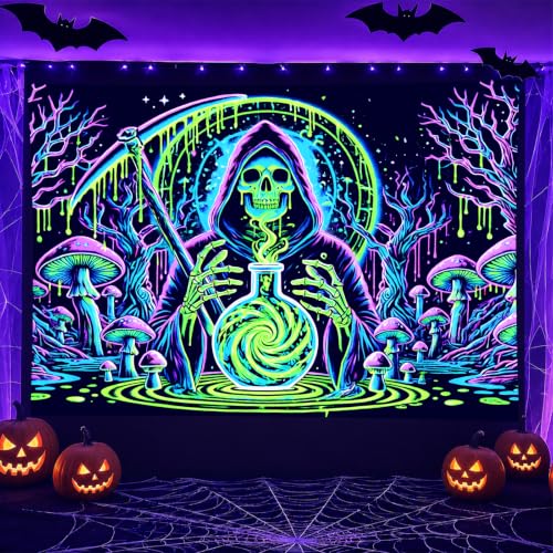 Halloween UV Tapestry Grim Reaper Wall Art 78 x 59 Inch