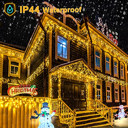 Icicle Lights for Outside Christmas Lights Outdoor 66ft 640 LEDs Warm White